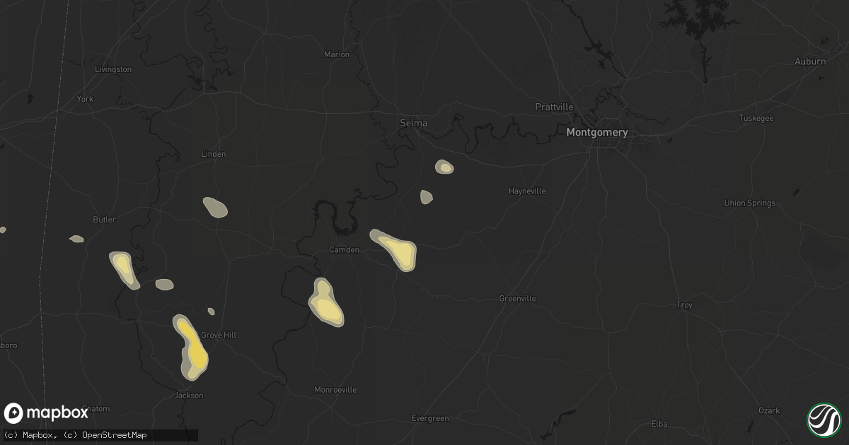 Hail map in Minter, AL on August 24, 2026