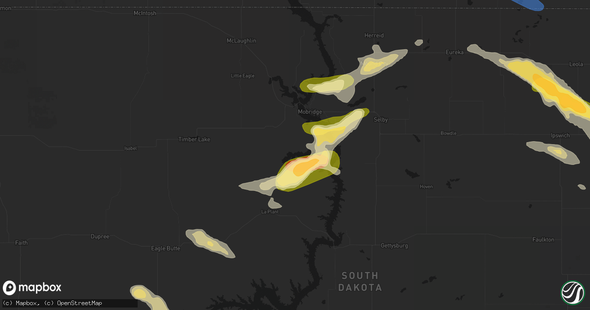 Hail map in Mobridge, SD on August 24, 2026