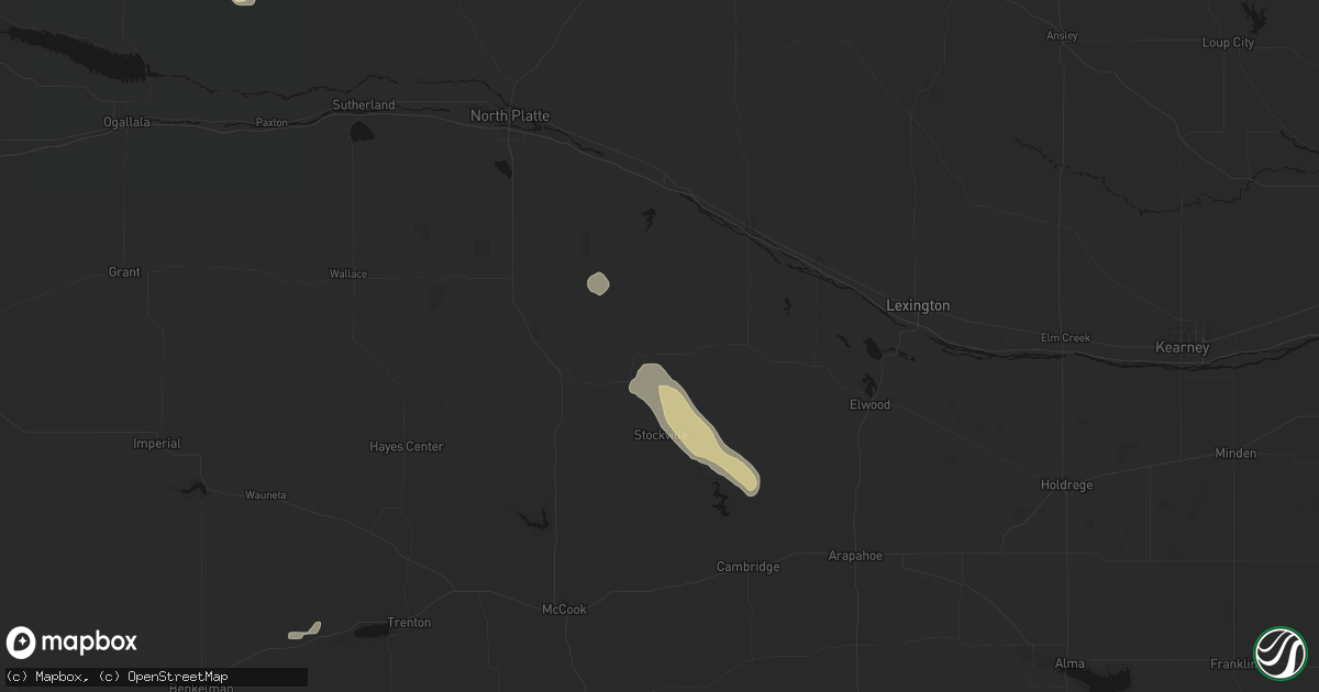 Hail map in Moorefield, NE on August 24, 2026
