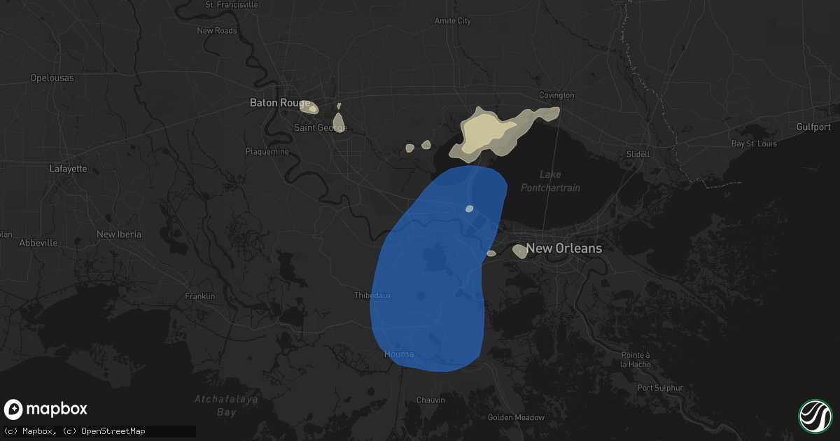 Hail map in Mount Airy, LA on August 24, 2026