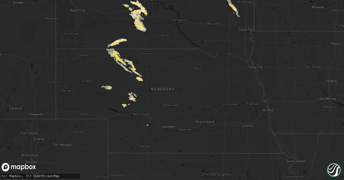 Hail map in Nebraska on August 24, 2026