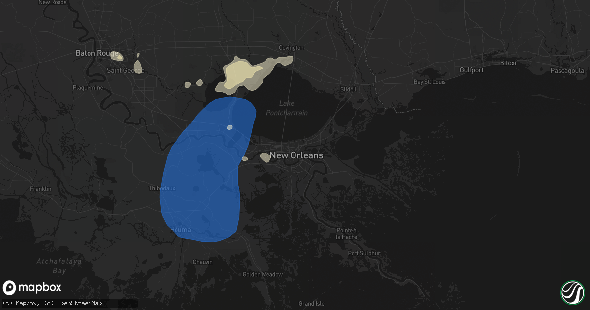 Hail map in New Orleans, LA on August 24, 2026