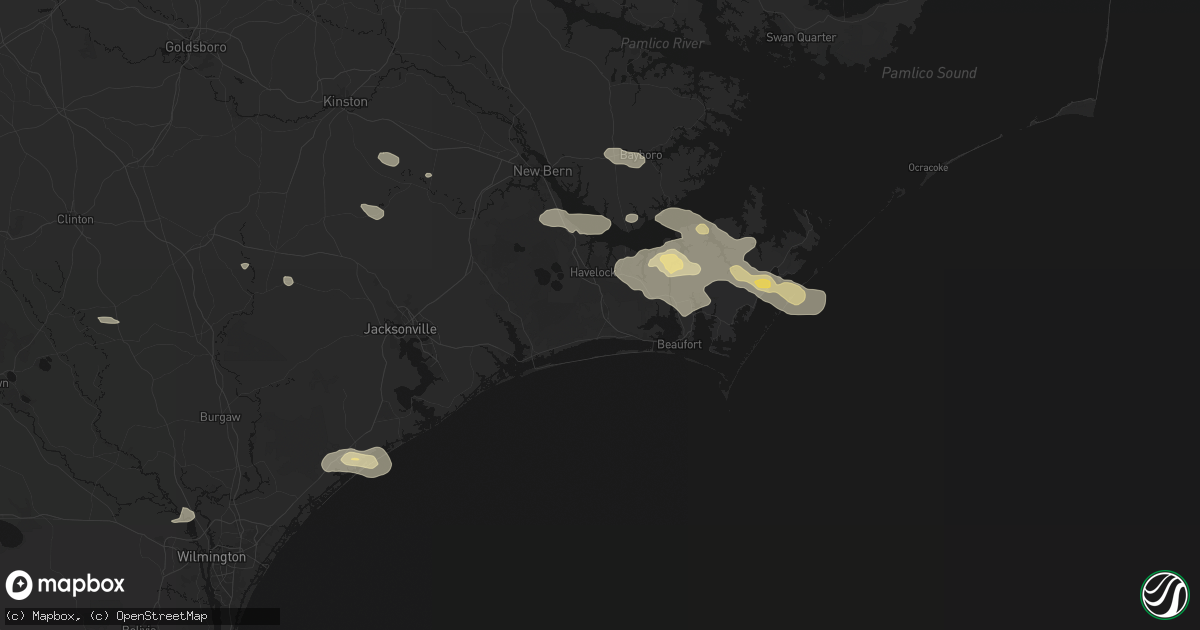 Hail map in Newport, NC on August 24, 2026