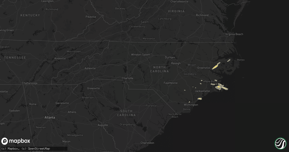 Hail map in North Carolina on August 24, 2026