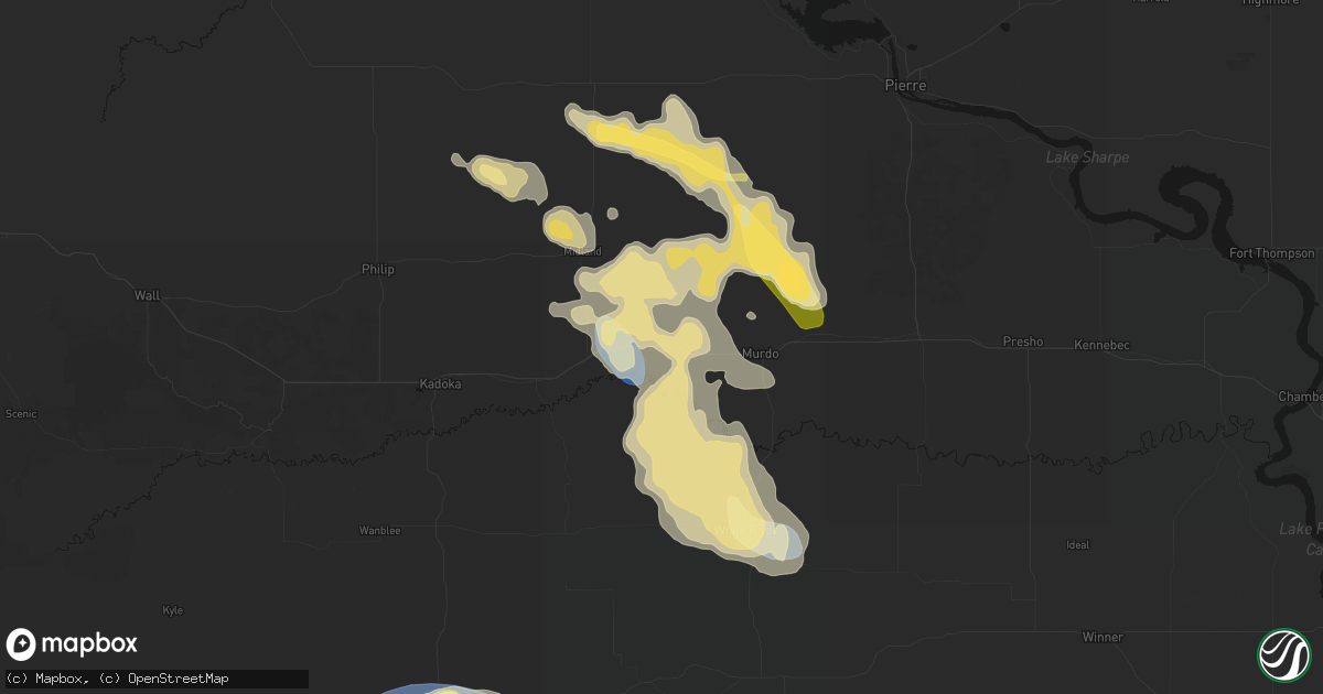 Hail map in Okaton, SD on August 24, 2026