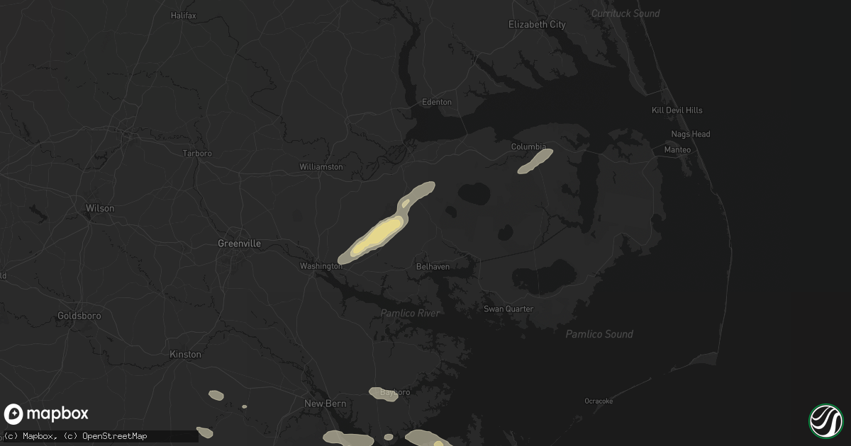 Hail map in Pantego, NC on August 24, 2026