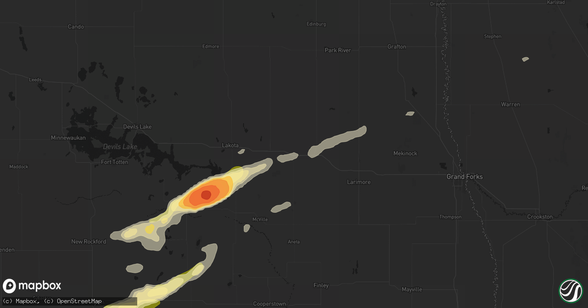 Hail map in Petersburg, ND on August 24, 2026