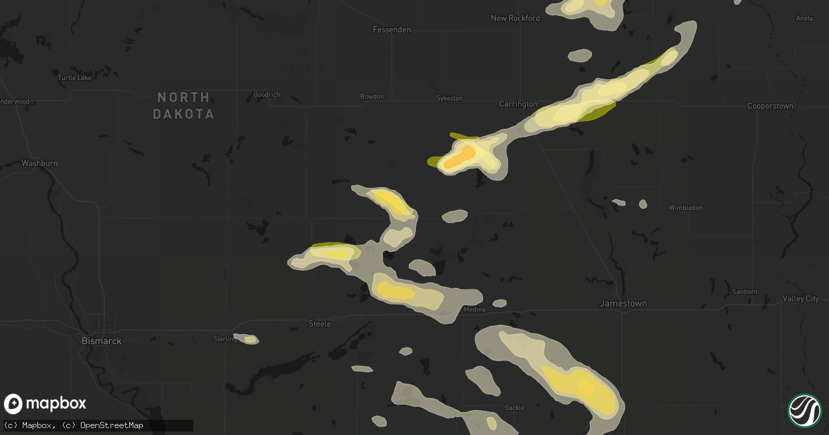 Hail map in Pettibone, ND on August 24, 2026