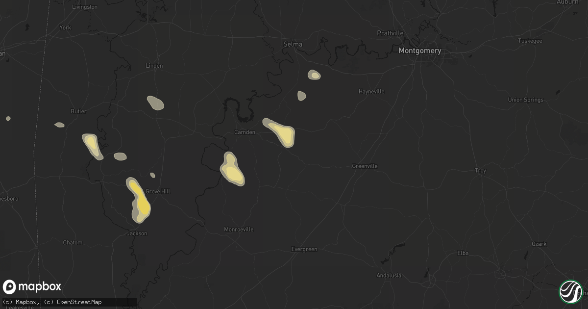 Hail map in Pine Apple, AL on August 24, 2026