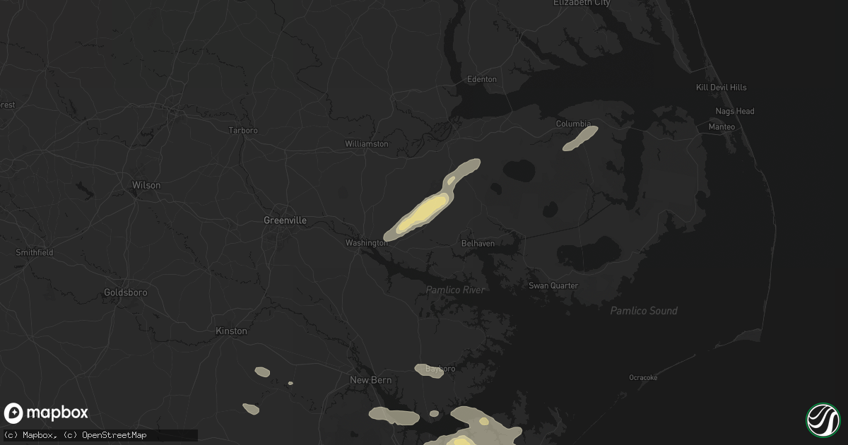 Hail map in Pinetown, NC on August 24, 2026