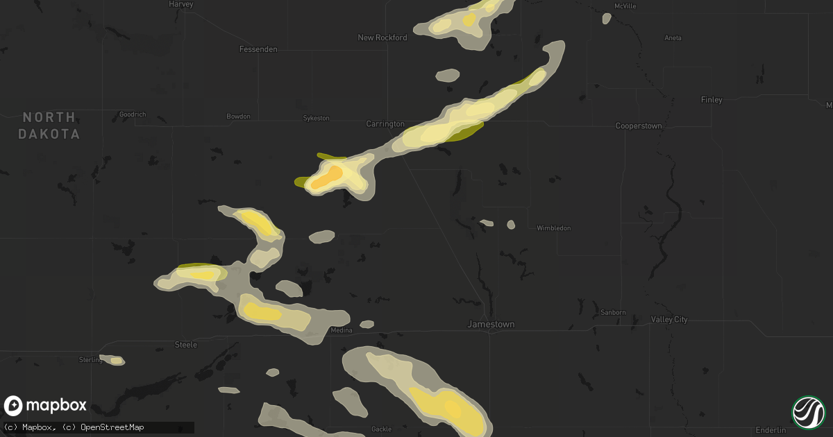Hail map in Pingree, ND on August 24, 2026