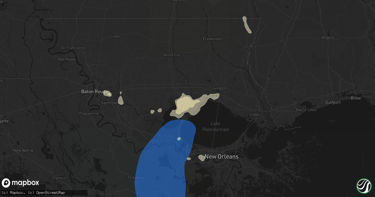 Hail map in Ponchatoula, LA on August 24, 2026