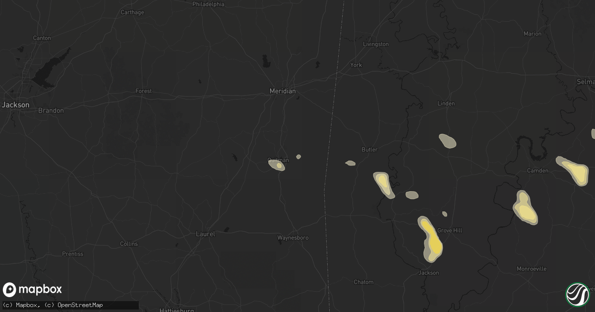Hail map in Quitman, MS on August 24, 2026