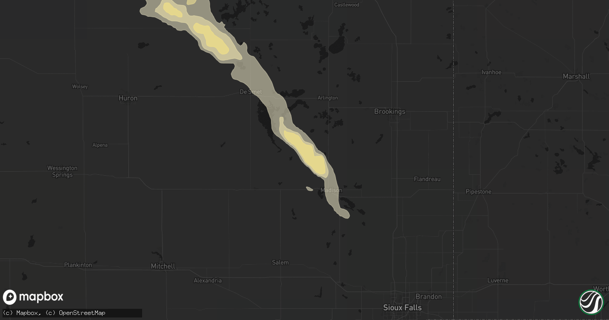 Hail map in Ramona, SD on August 24, 2026