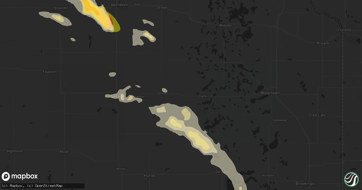 Hail map in Raymond, SD on August 24, 2026