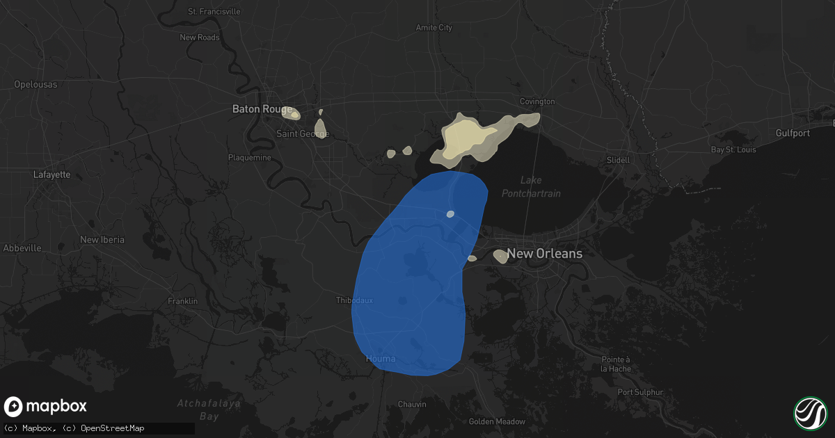 Hail map in Reserve, LA on August 24, 2026