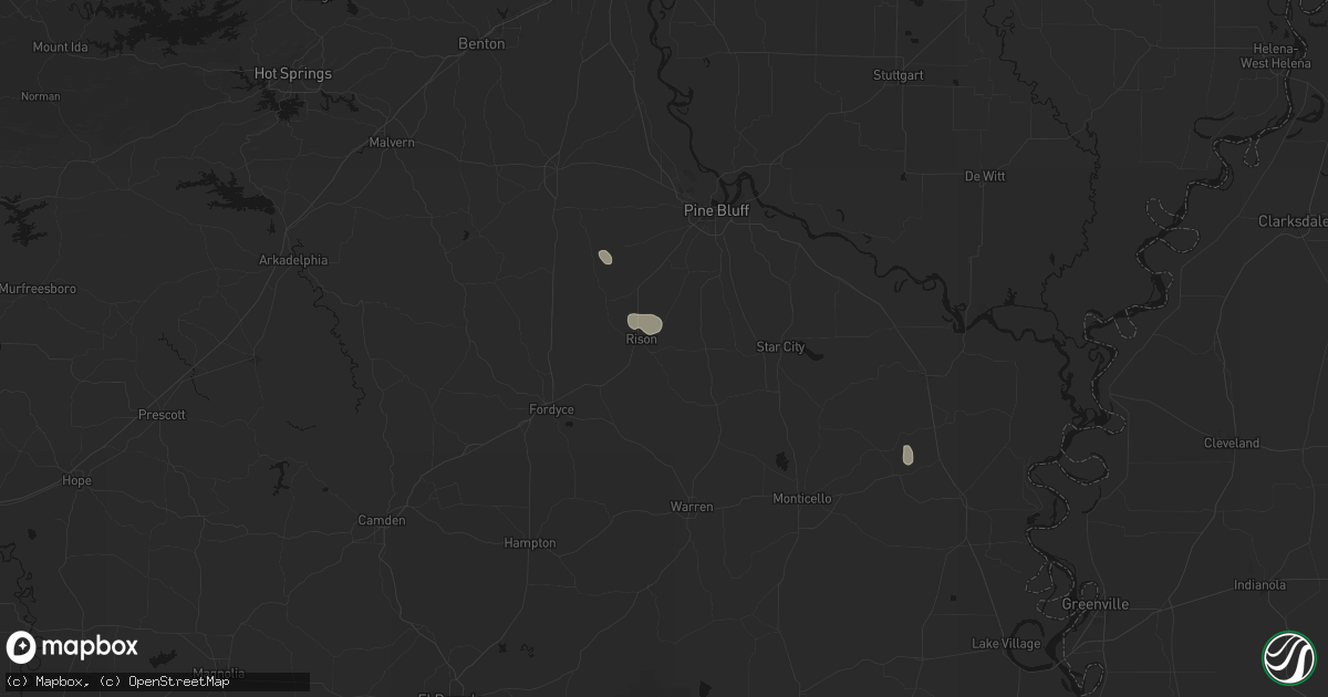 Hail map in Rison, AR on August 24, 2026