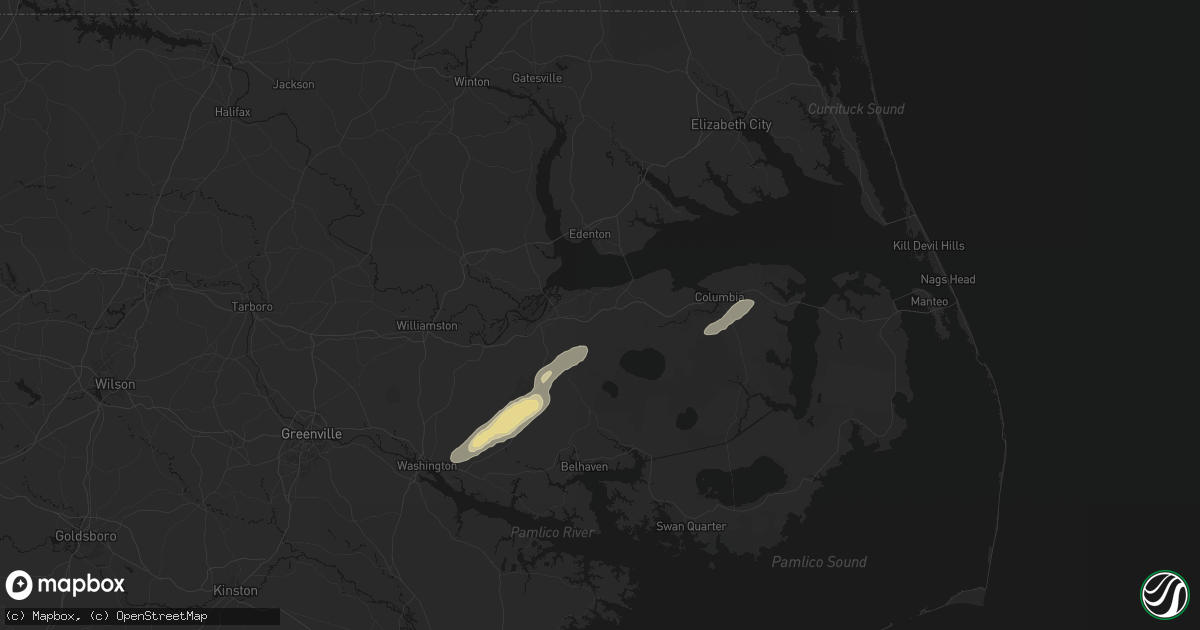 Hail map in Roper, NC on August 24, 2026