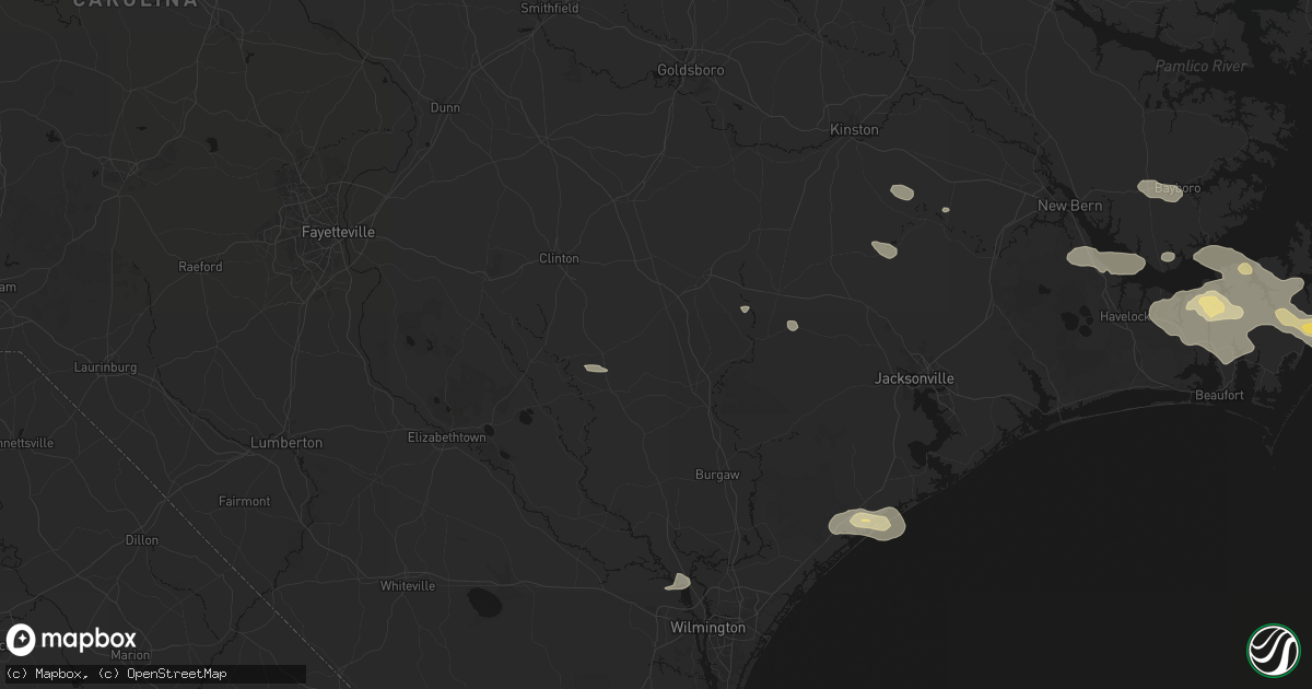 Hail map in Rose Hill, NC on August 24, 2026