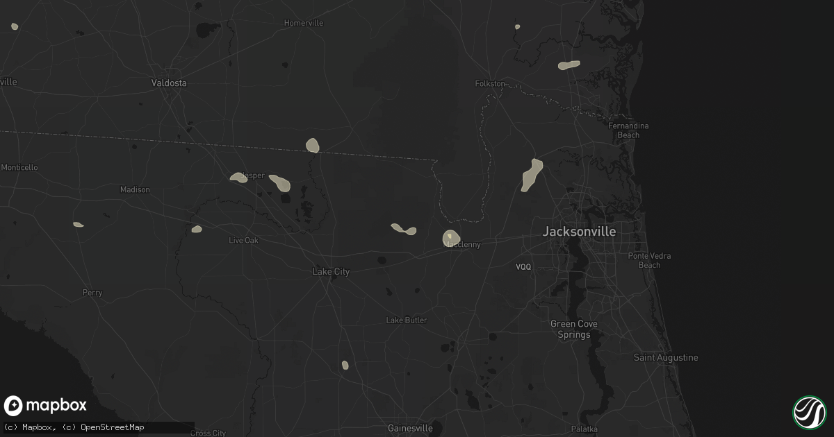 Hail map in Sanderson, FL on August 24, 2026