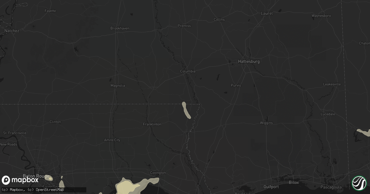 Hail map in Sandy Hook, MS on August 24, 2026
