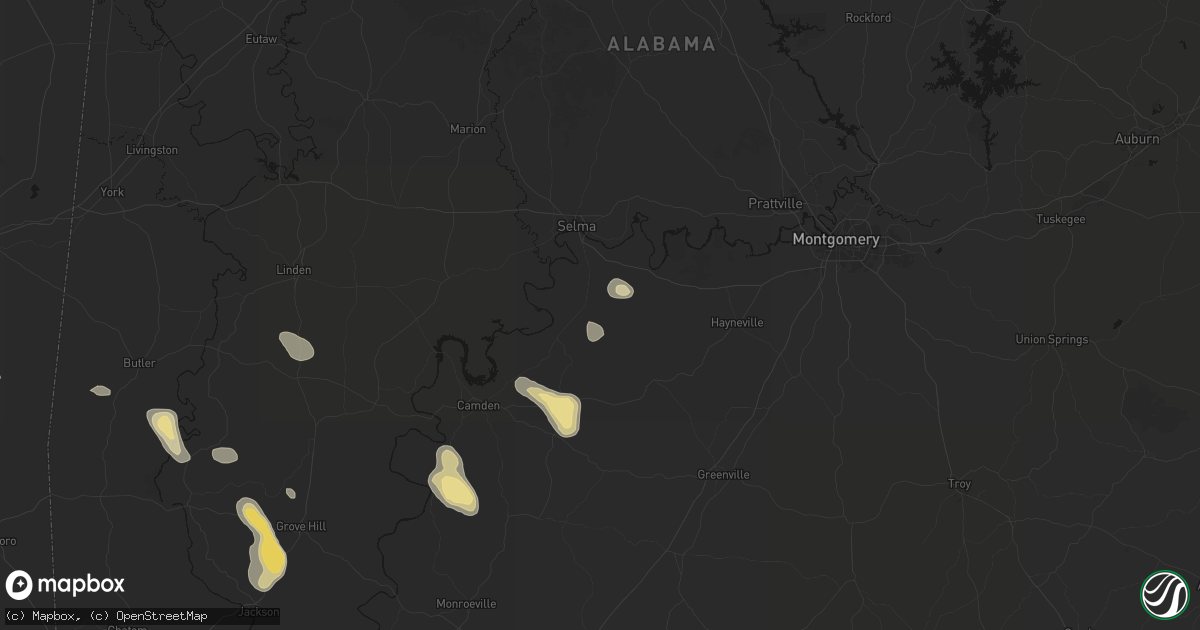 Hail map in Sardis, AL on August 24, 2026