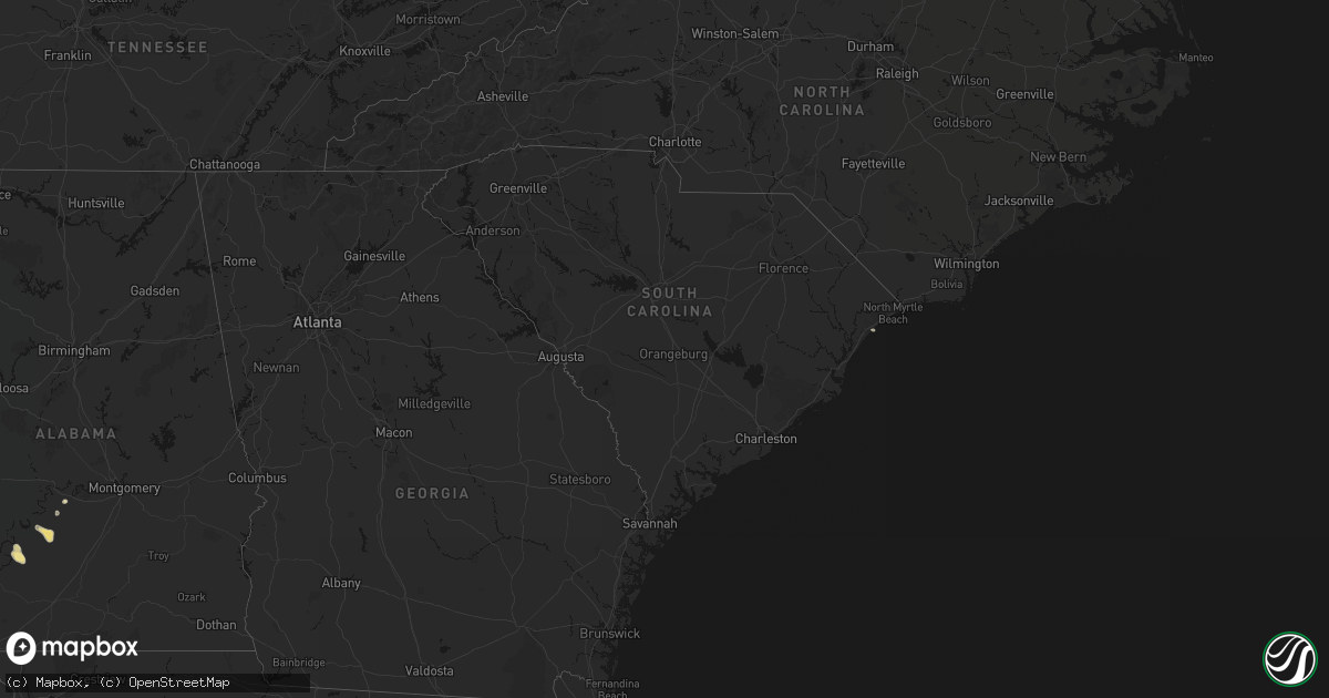 Hail map in South Carolina on August 24, 2026