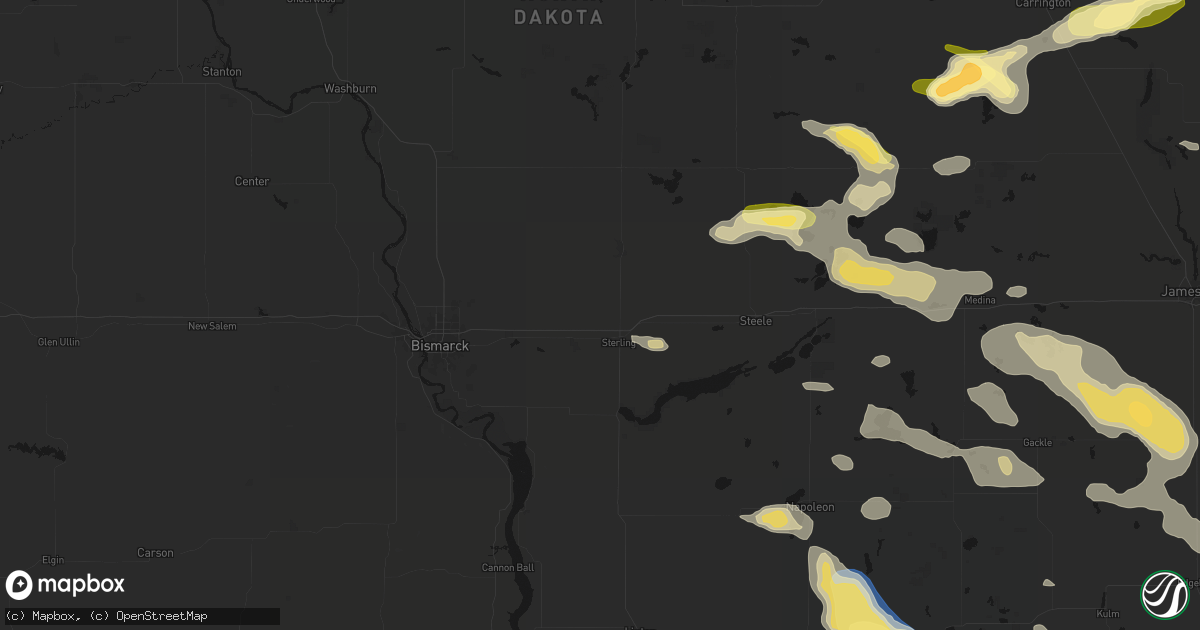 Hail map in Sterling, ND on August 24, 2026