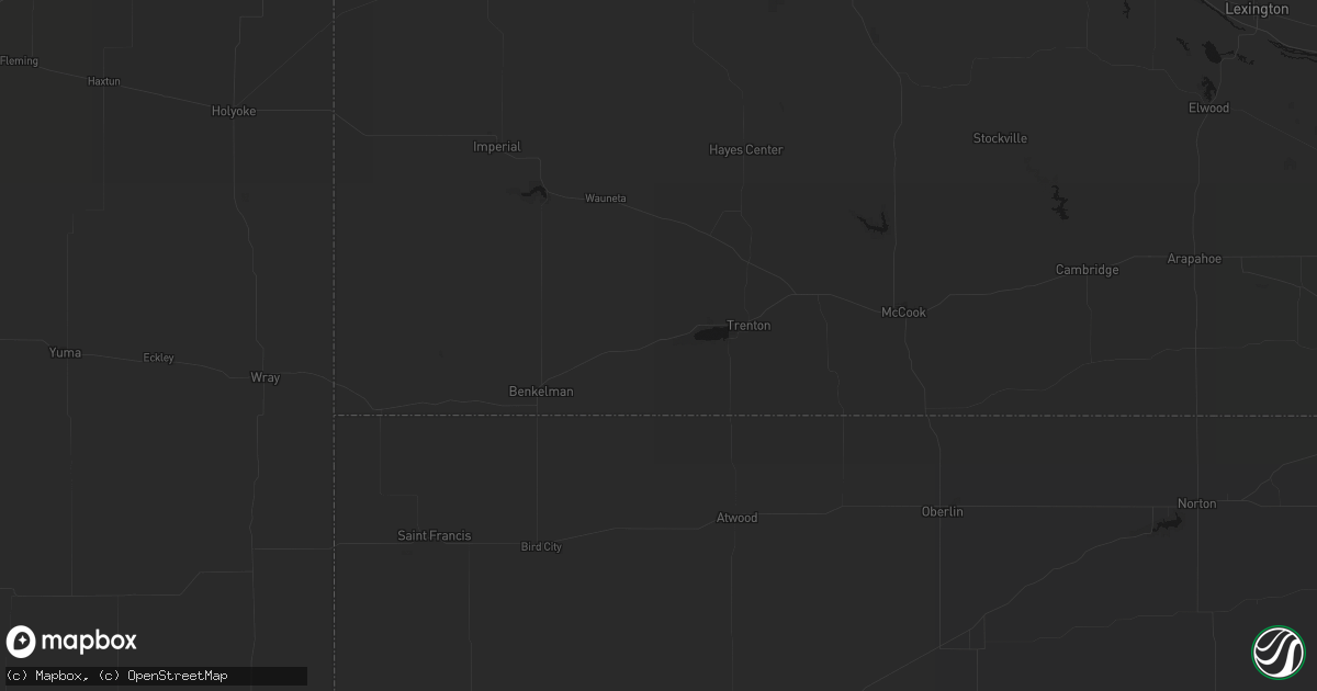 Hail map in Stratton, NE on August 24, 2026