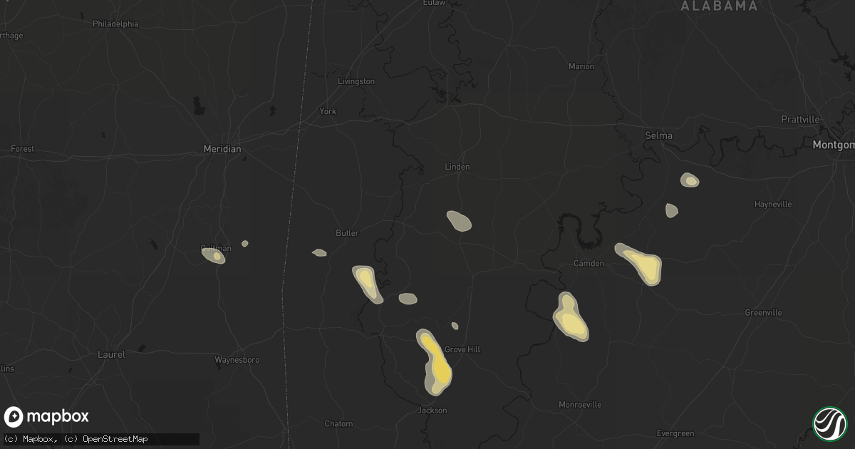 Hail map in Sweet Water, AL on August 24, 2026