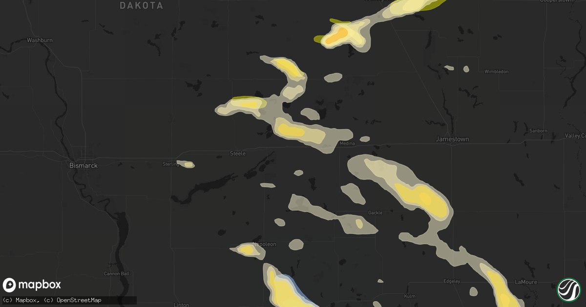 Hail map in Tappen, ND on August 24, 2026