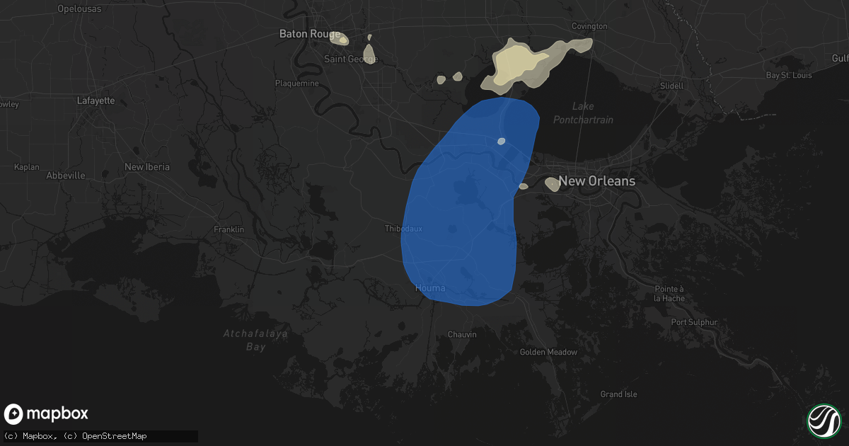 Hail map in Thibodaux, LA on August 24, 2026