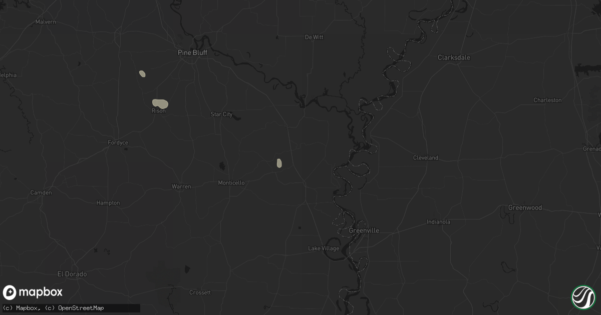 Hail map in Tillar, AR on August 24, 2026
