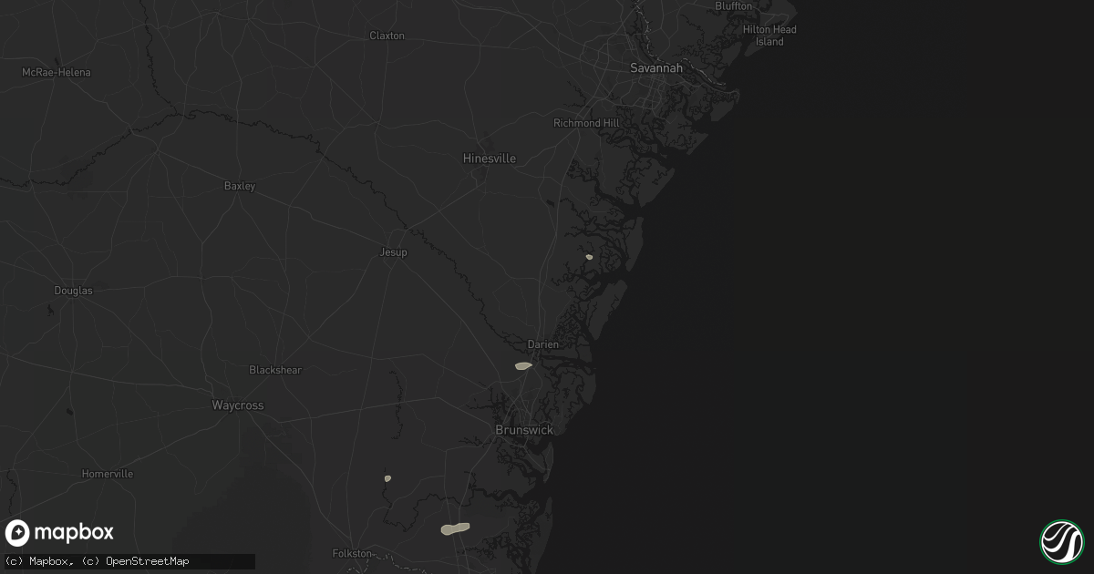 Hail map in Townsend, GA on August 24, 2026