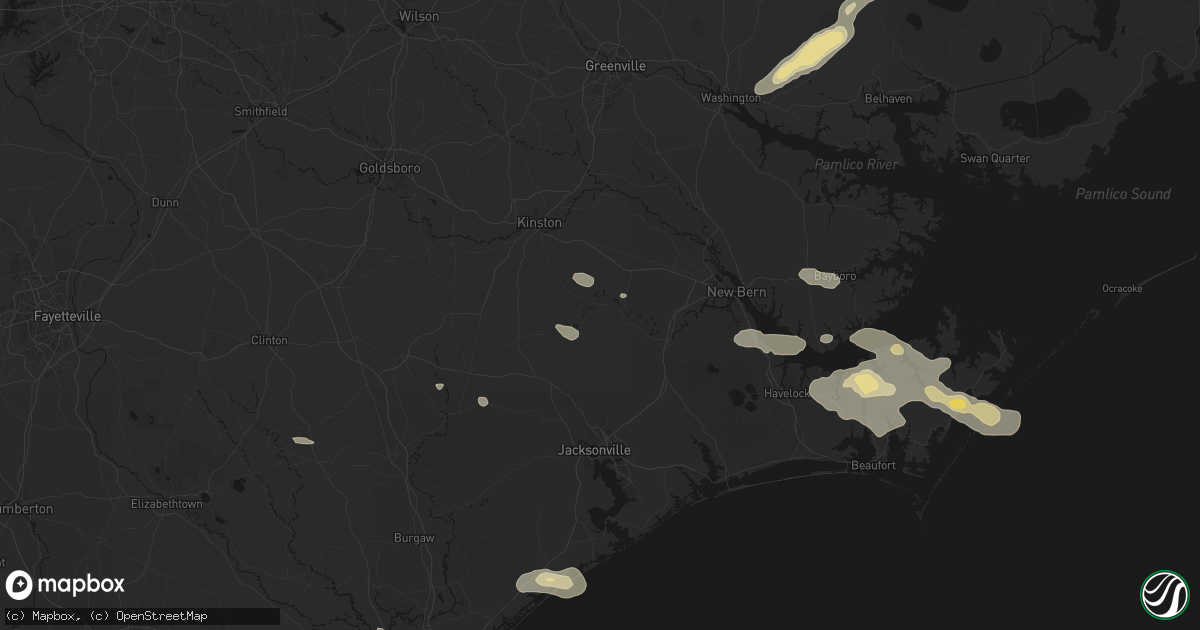Hail map in Trenton, NC on August 24, 2026