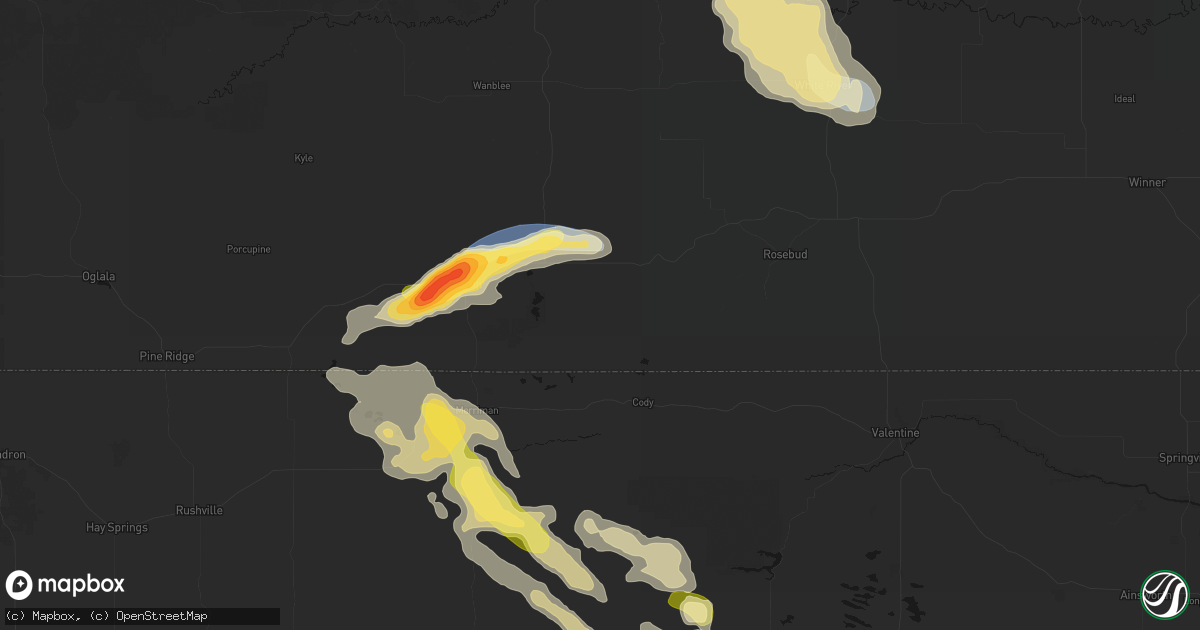 Hail map in Tuthill, SD on August 24, 2026