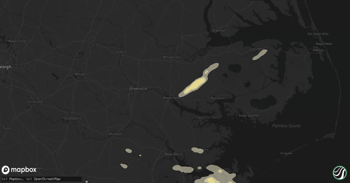 Hail map in Washington, NC on August 24, 2026