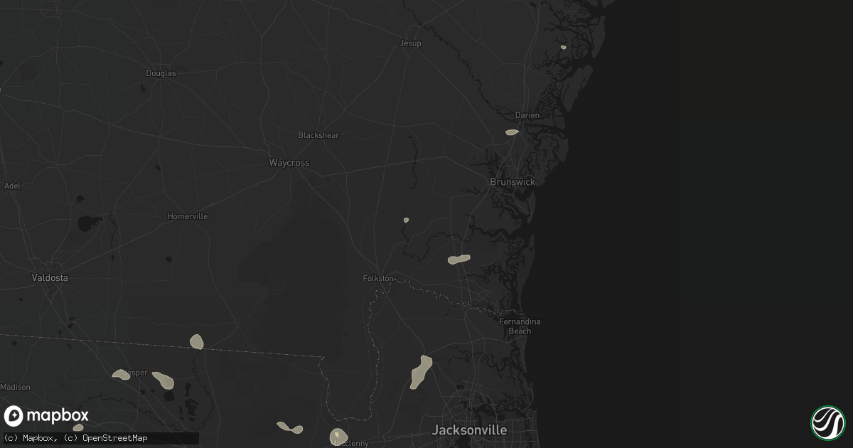 Hail map in White Oak, GA on August 24, 2026