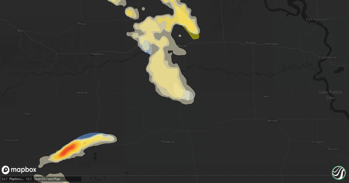 Hail map in White River, SD on August 24, 2026