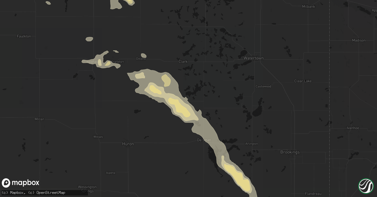 Hail map in Willow Lake, SD on August 24, 2026