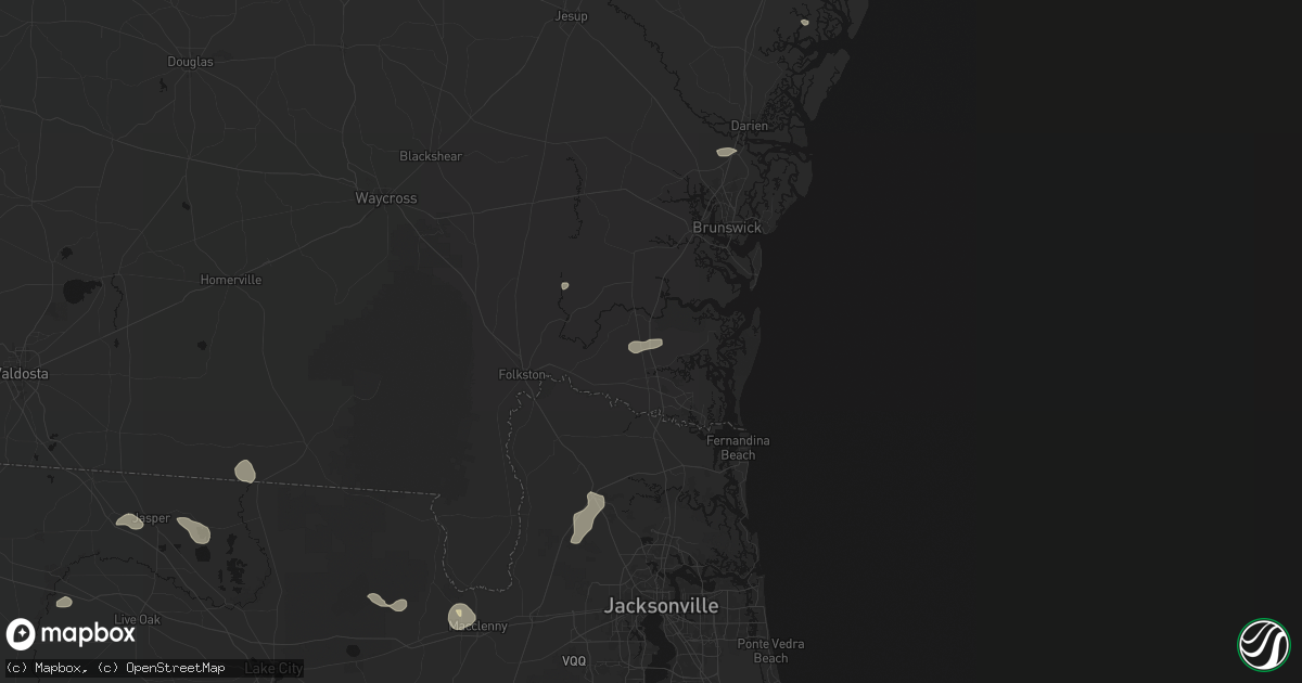 Hail map in Woodbine, GA on August 24, 2026