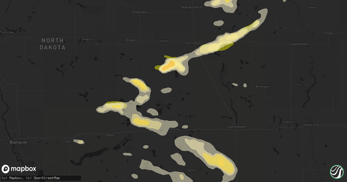 Hail map in Woodworth, ND on August 24, 2026