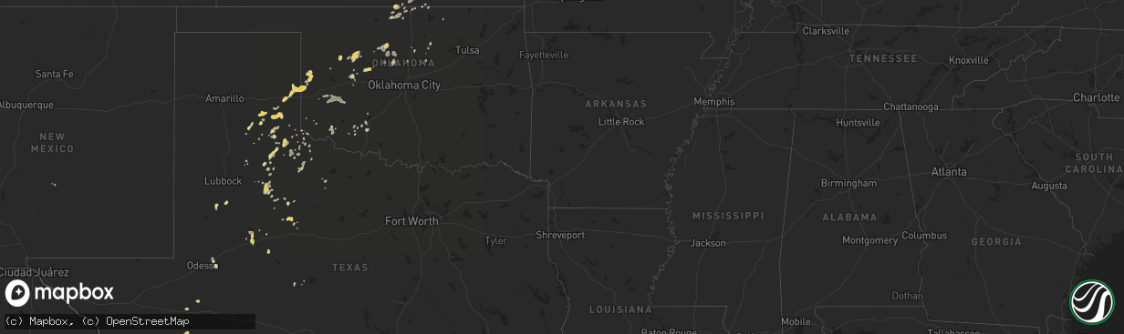 Hail map on August 25, 2012