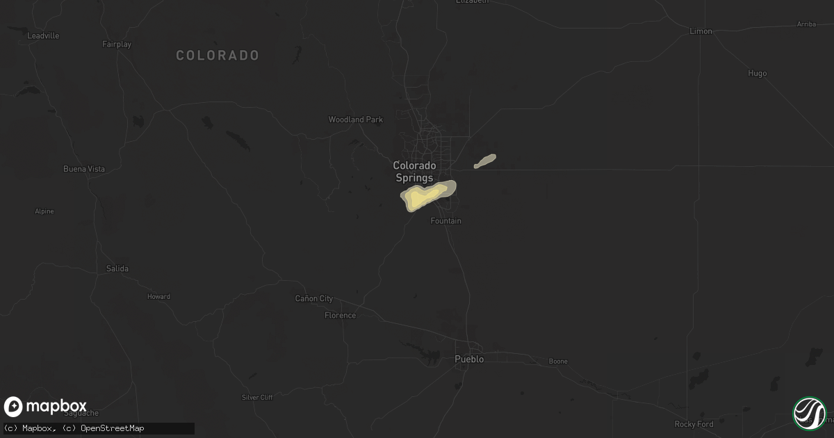 Hail map in Colorado Springs, CO on August 25, 2014
