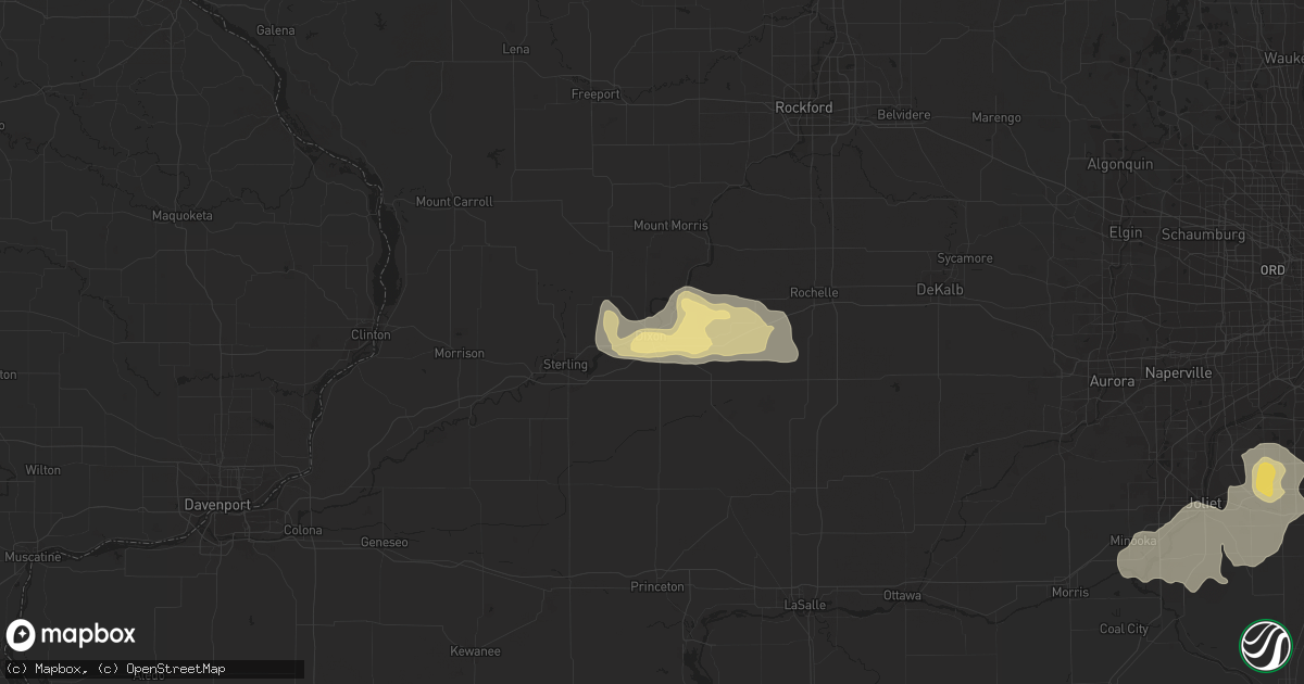 Hail map in Dixon, IL on August 25, 2014