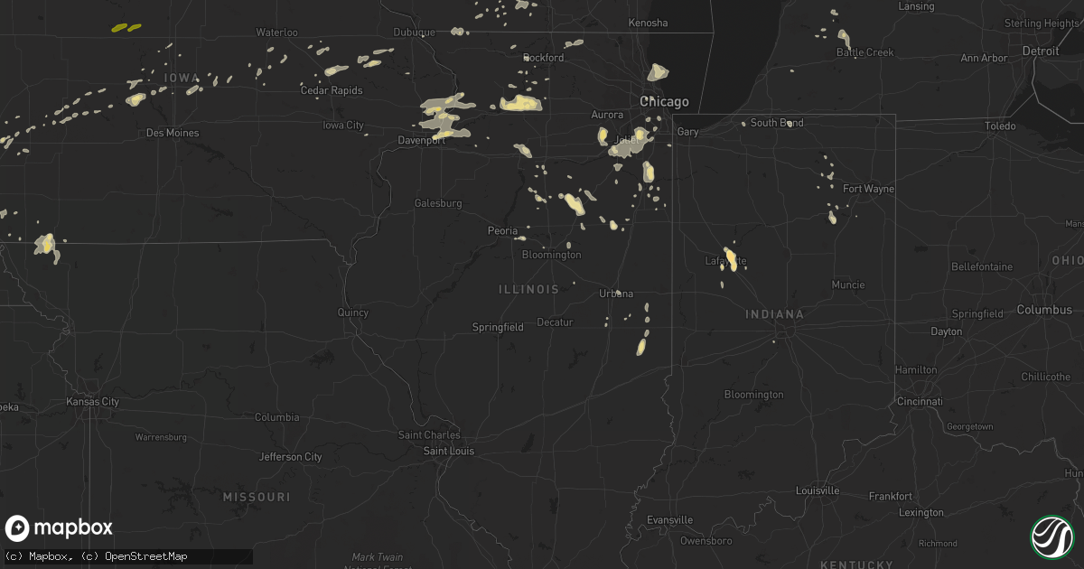 Hail map in Illinois on August 25, 2014