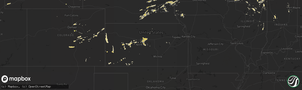 Hail map in Kansas on August 25, 2014