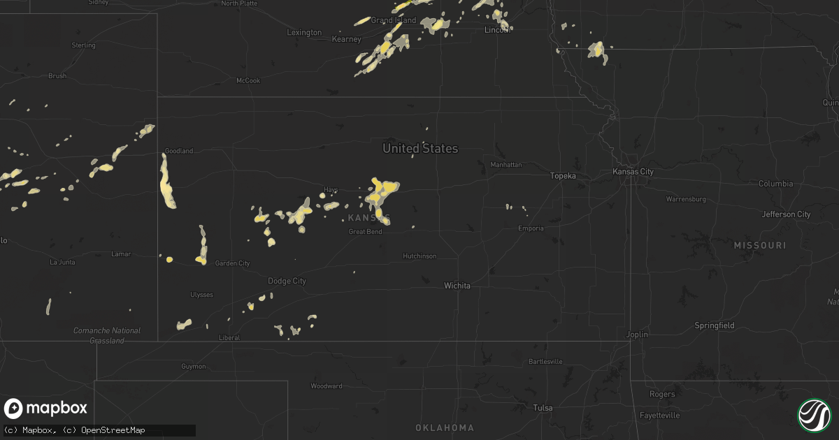 Hail map in Kansas on August 25, 2014