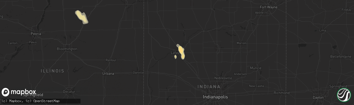 Hail map in Lafayette, IN on August 25, 2014