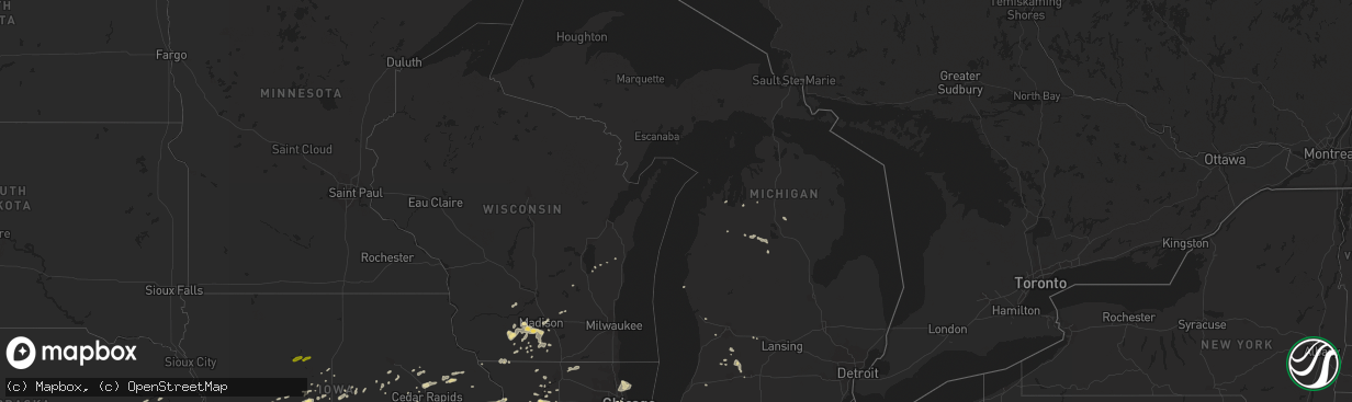 Hail map in Michigan on August 25, 2014